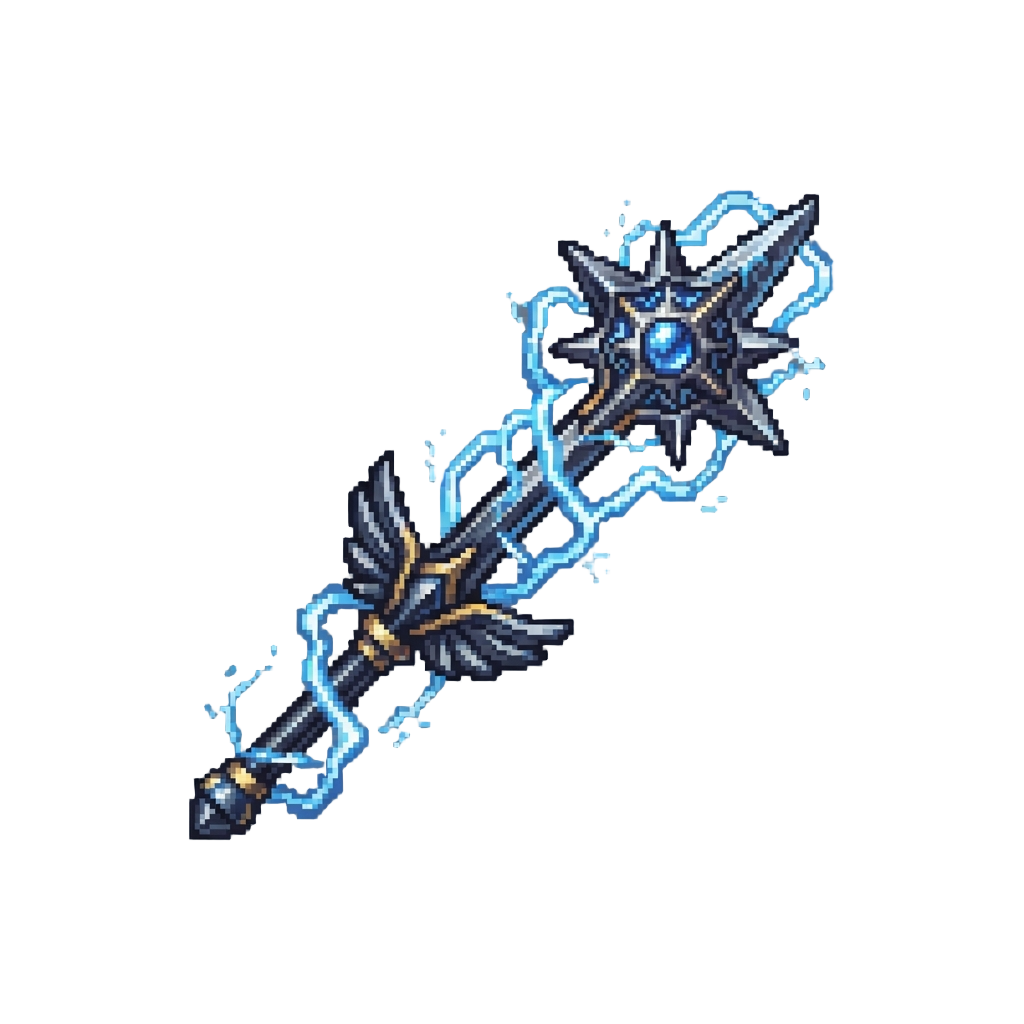 A Starlight Tempest Striker Wrapped in Blue Lightning Tendrils