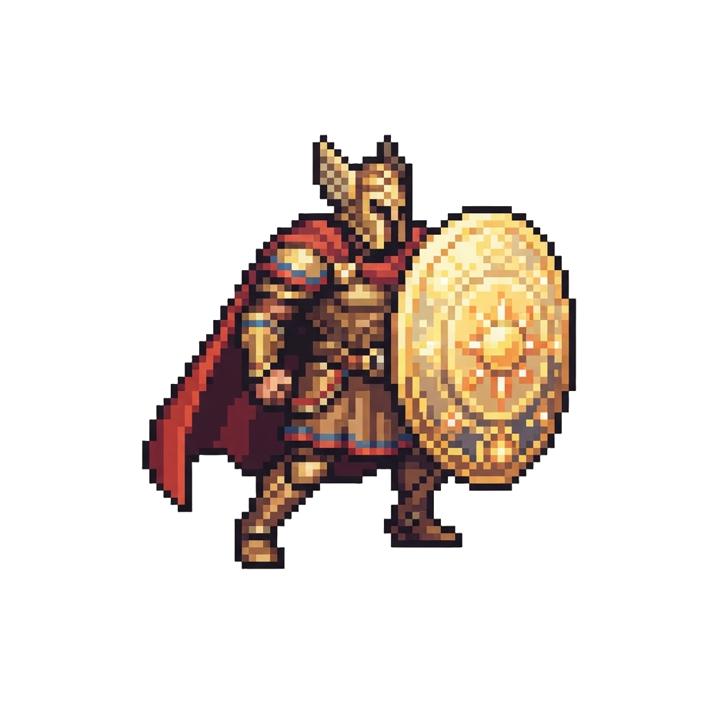 A Divine Titan Champion Carrying a Giant Solar Aegis