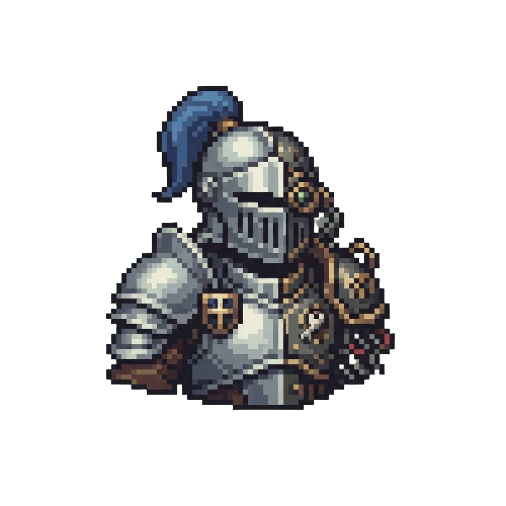 A Half-knight Half-engineer Wearing Dual-badged Armor