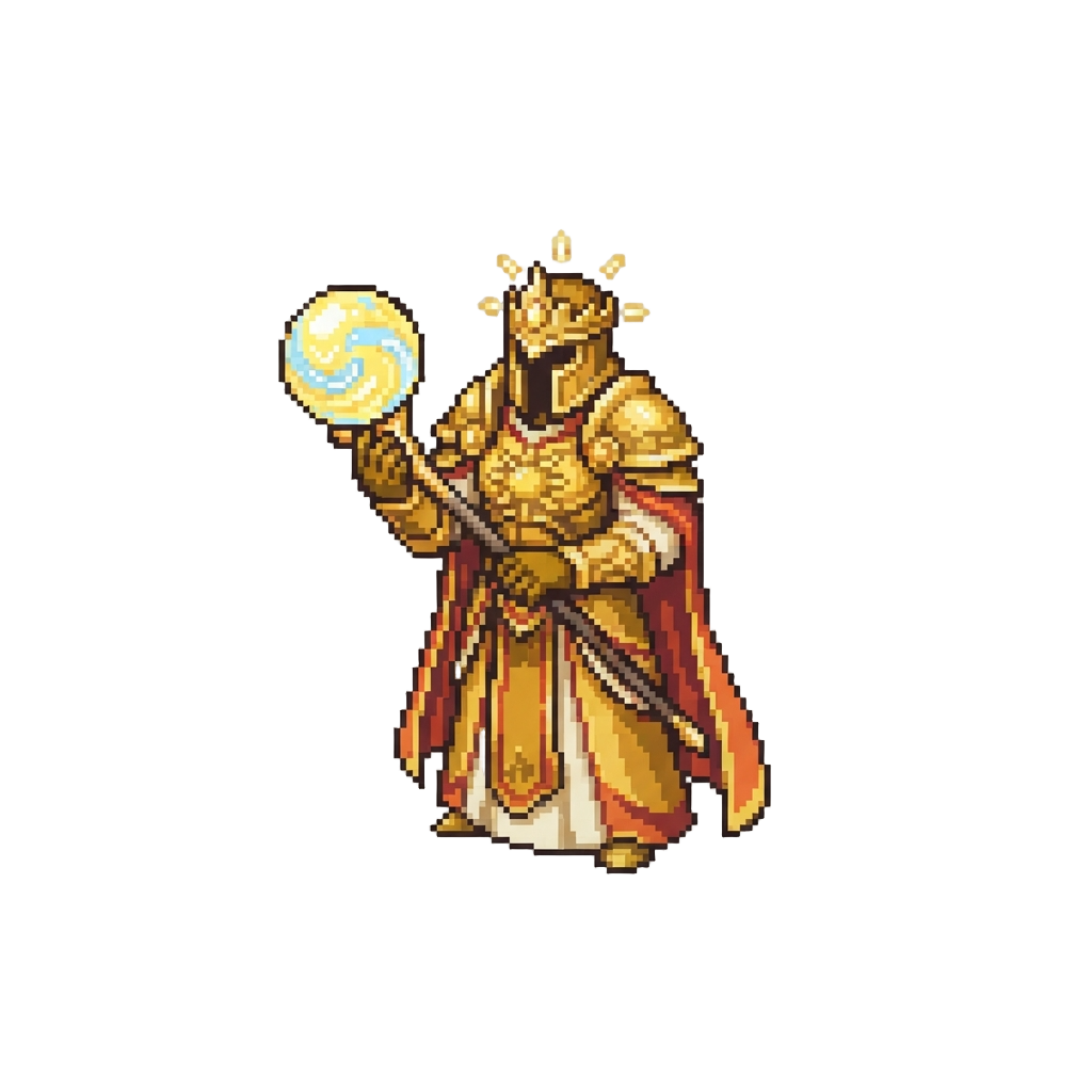 A Divine Sun-sovereign Holding a Orb of Liquid Light