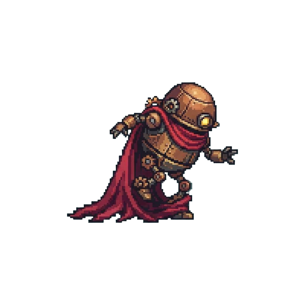 A Stubby Round Automaton That Trips Over Its Own Dragged Oversized Cape