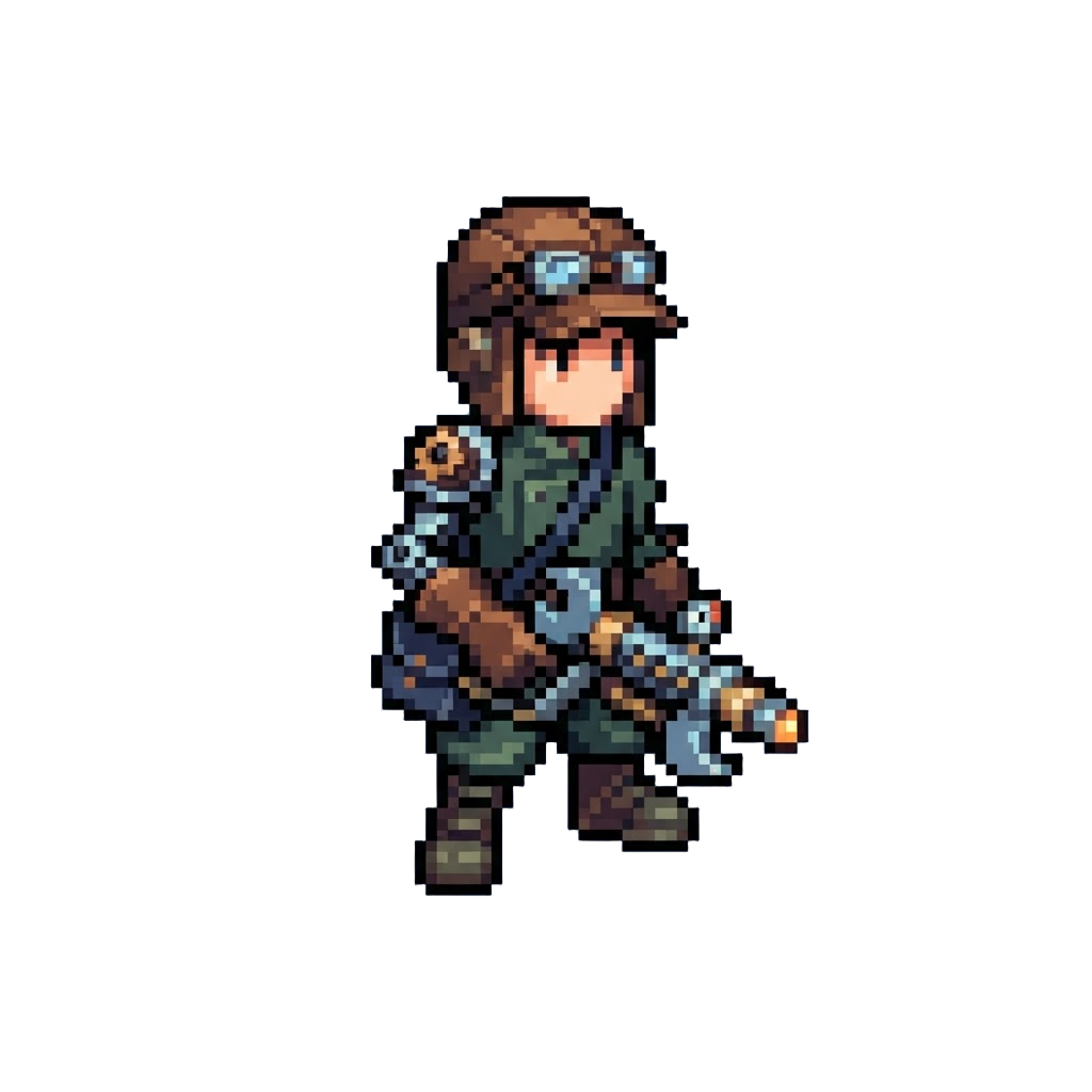 A Hybrid Mechanist with a Wrench-blaster Tool