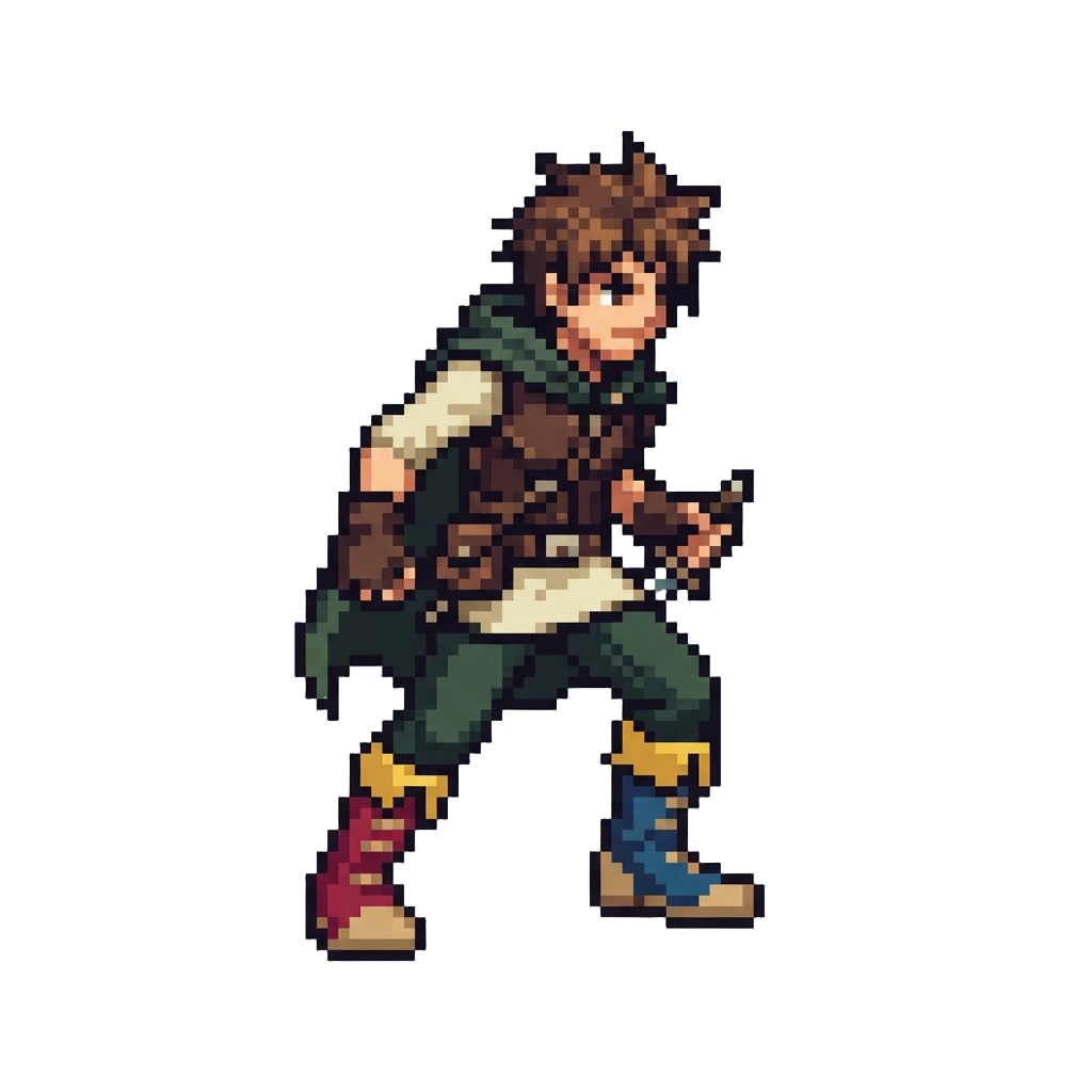 A Balanced Rogue Wearing Split-color Boots