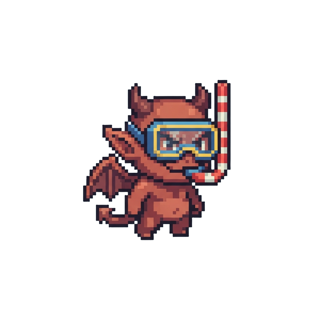 A Funny Chimeric Imp Wearing Snorkeling Gear Indoors