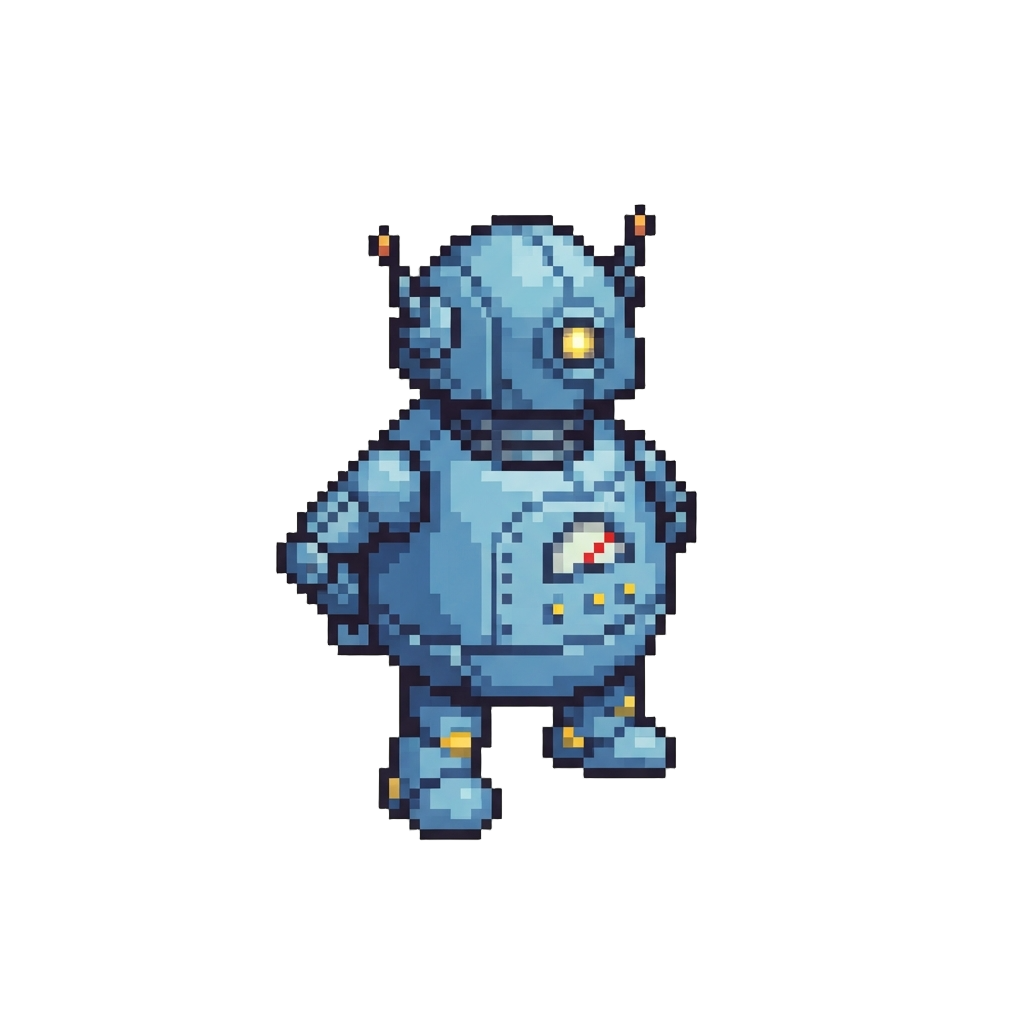 A Wobbly Robot Figure with Arms Stuck Behind Its Back