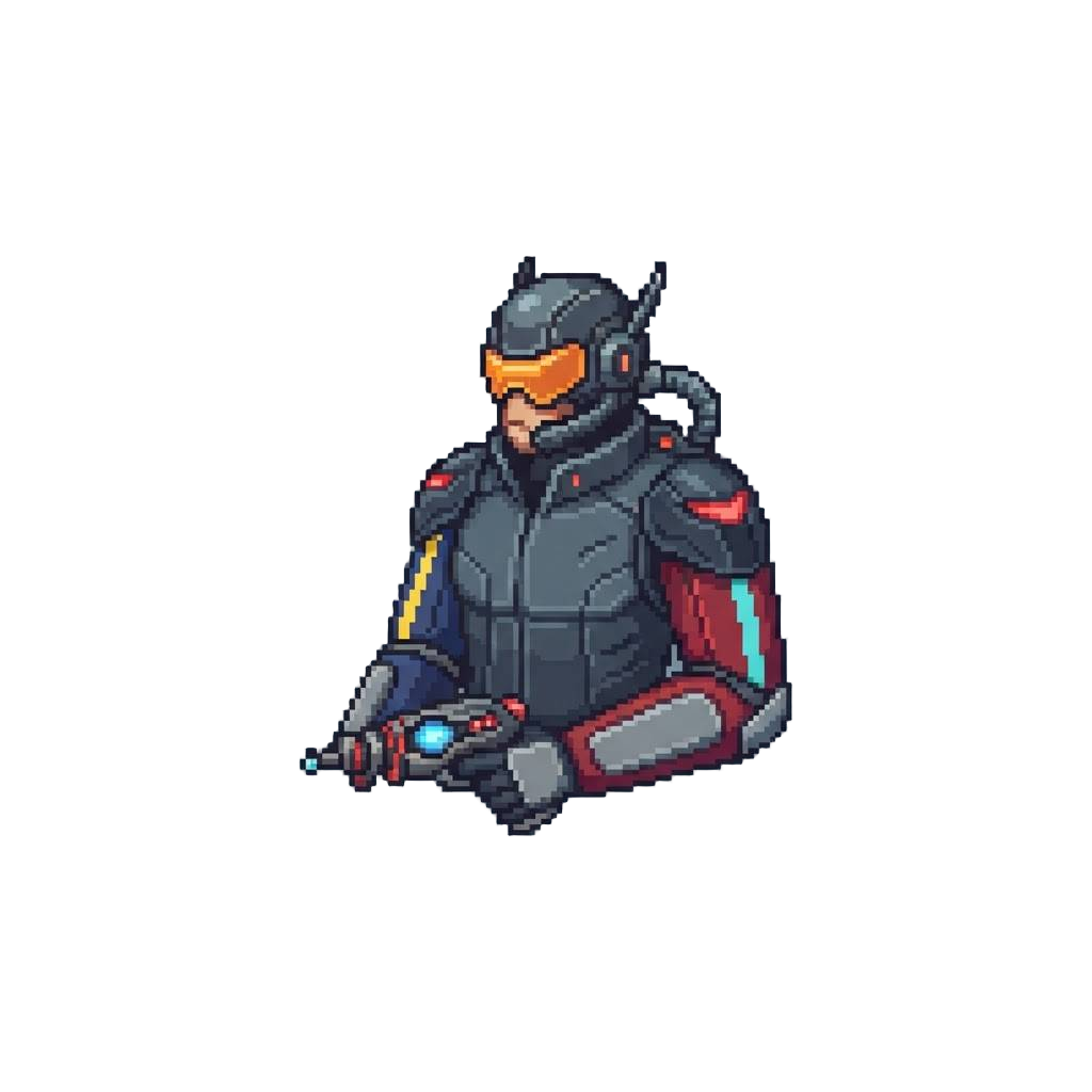 A Cyber-duelist with Split-tone Arm Guards