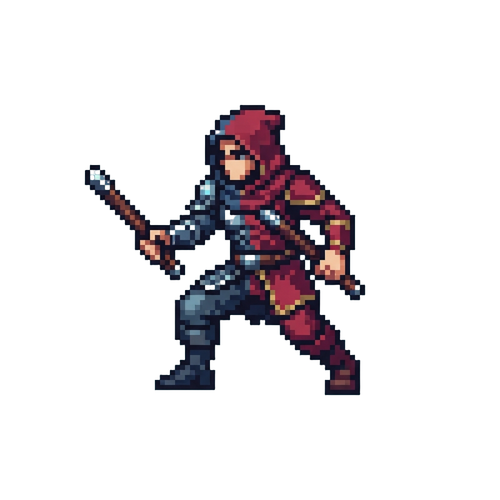 A Split-toned Combatant Posing with Dual Batons