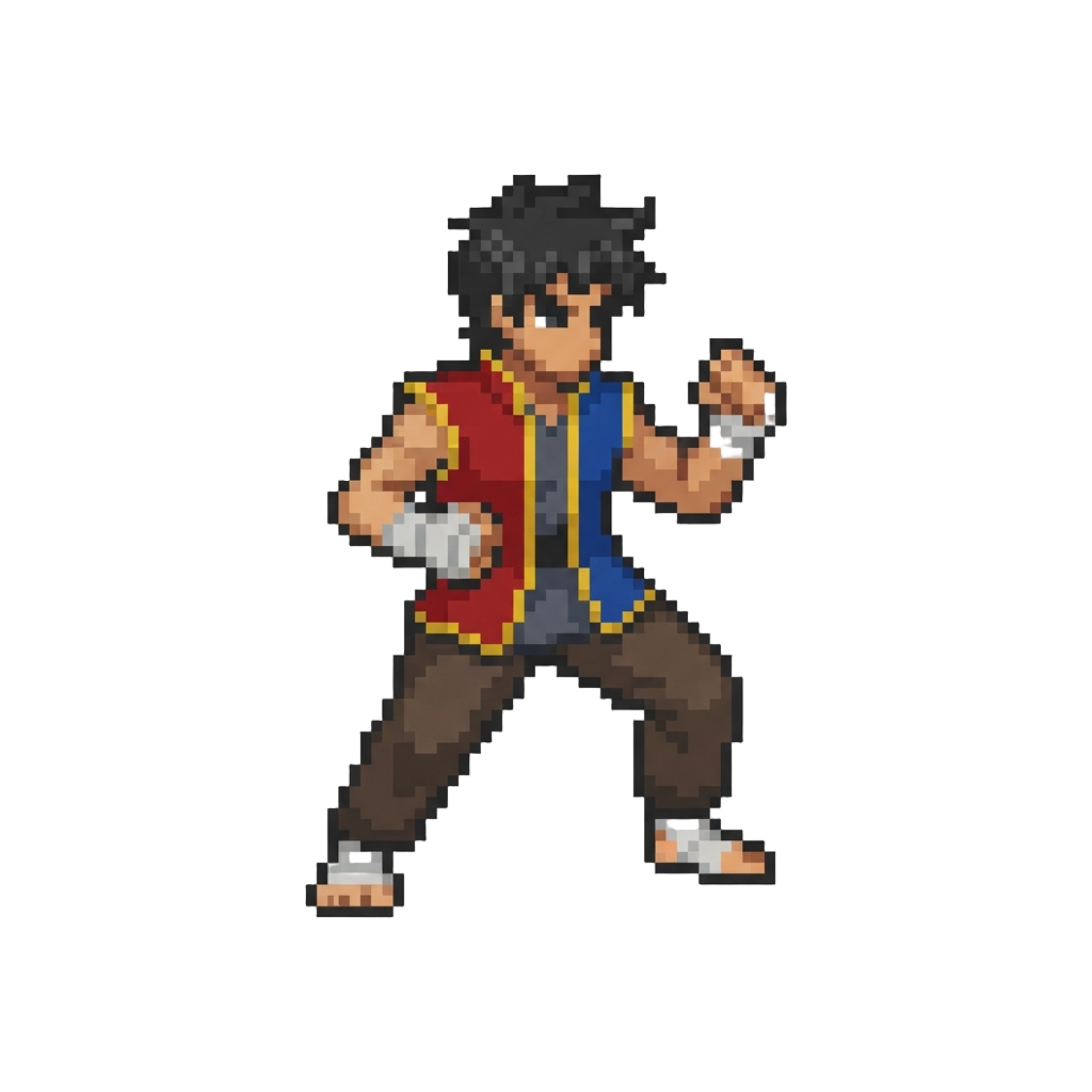 A Hybrid Martial Artist in a Split-color Vest