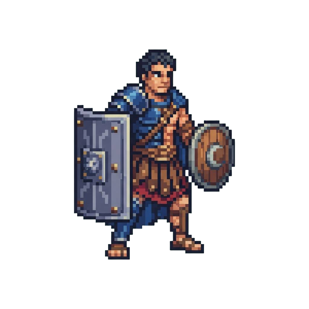 A Dual-style Gladiator Holding Split Shields