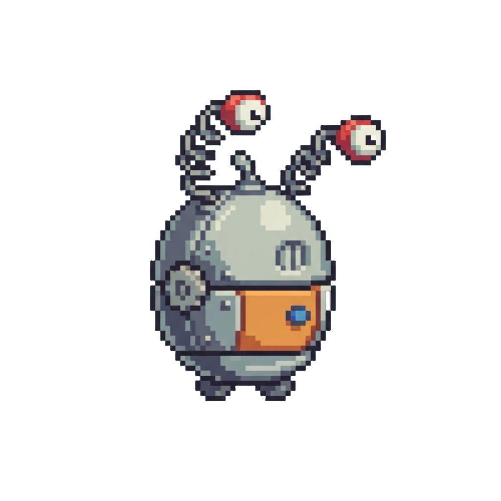 A Funny Wobble-bot with Spring Eyes Bouncing Out