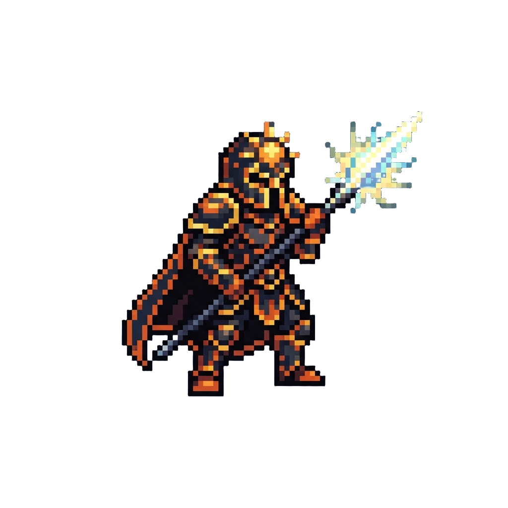 A Solar Flare Conqueror Holding a Spear of Pure Starlight