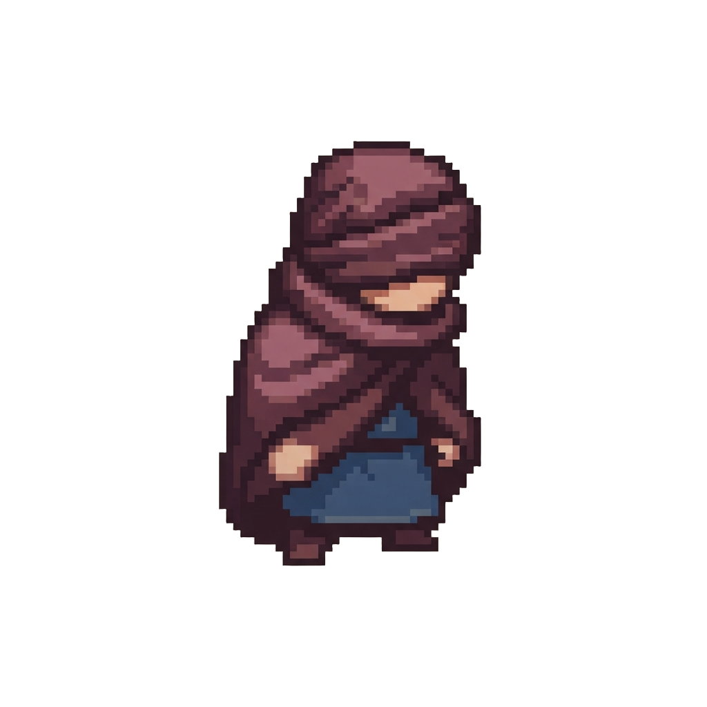 A Confused Figure with a Cape Wrapped Tightly Around Its Eyes