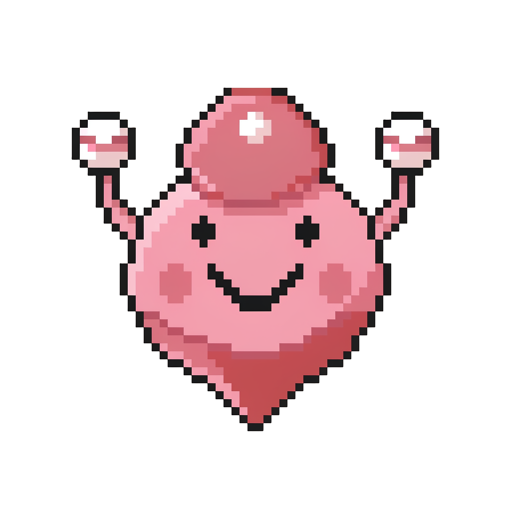 A Funny Little Blob Figure Waving Two Tiny Pom-poms