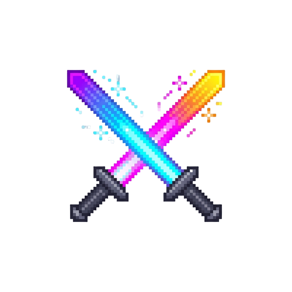 A Supreme Galaxy Duel-wielder Flashing Neon Energy Swords