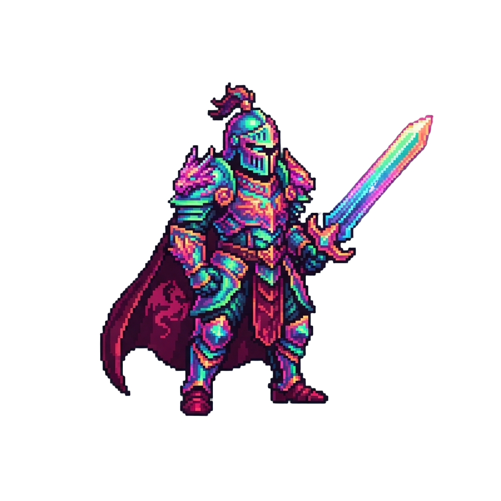 A Prismatic Dragon-slayer with Blazing Neon Armor
