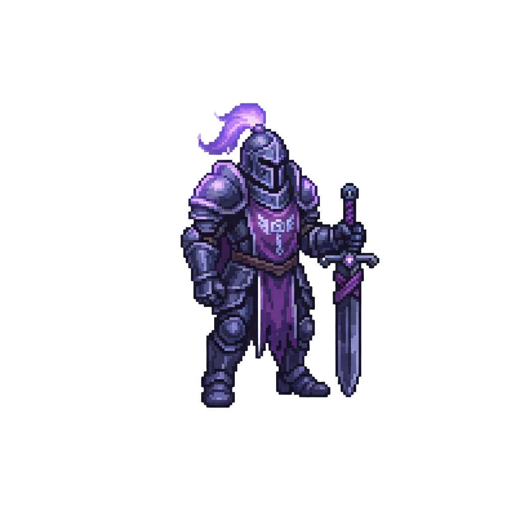 A Void-slayer Paladin Bathed in Luminous Violet Light