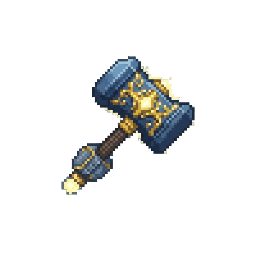 A Divine Storm-lord Wielding Mjolnir-like Glowing Hammers