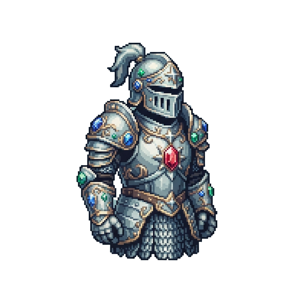 A Starlight Paladin Adorned in Gem-encrusted Platinum Mail