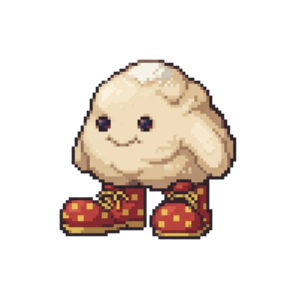 A Funny Little Dough-monstrosity Wearing Oversized Clown Boots