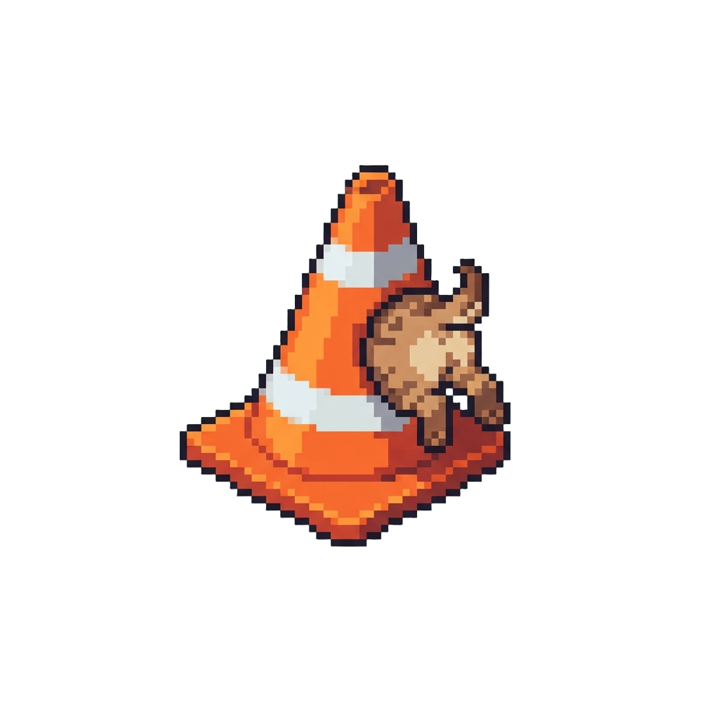 A Funny Little Hybrid Stuck Headfirst in a Traffic Cone