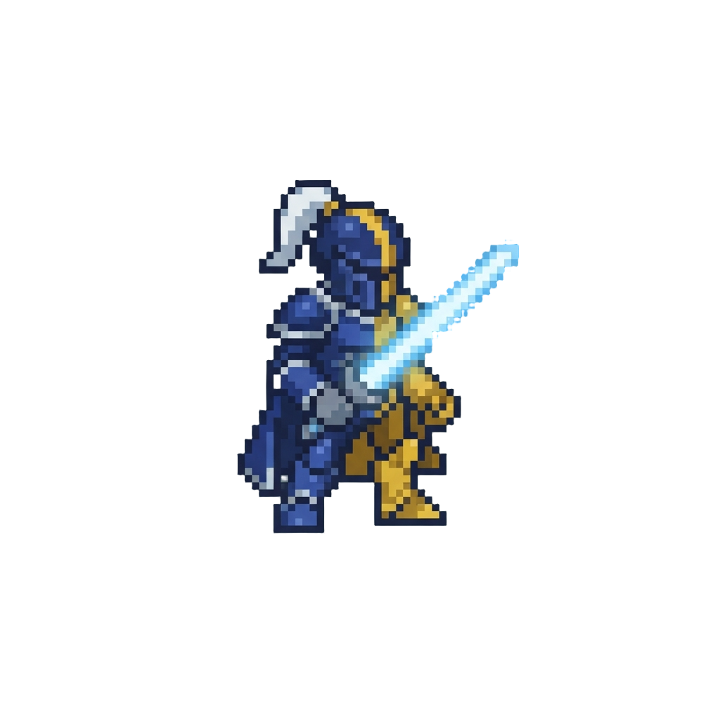A Split-patterned Champion Holding a Energy Blade