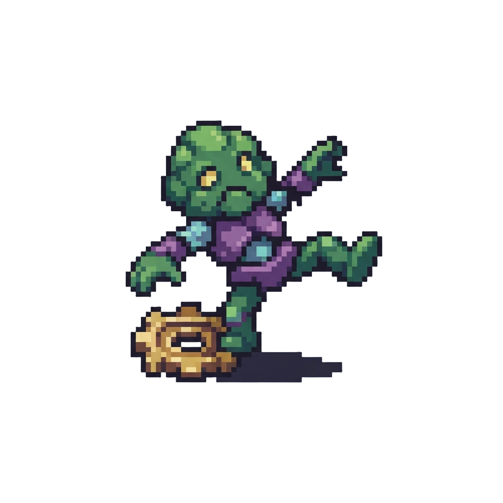 A Clumsy Fusion Figure That Immediately Slips on a Stray Gear