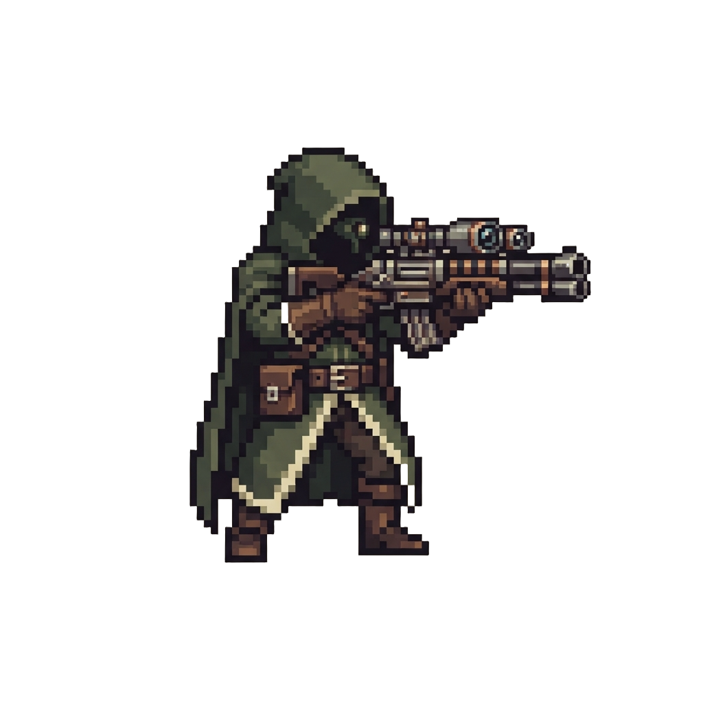A Hybrid Marksman Holding a Multi-lens Rifle