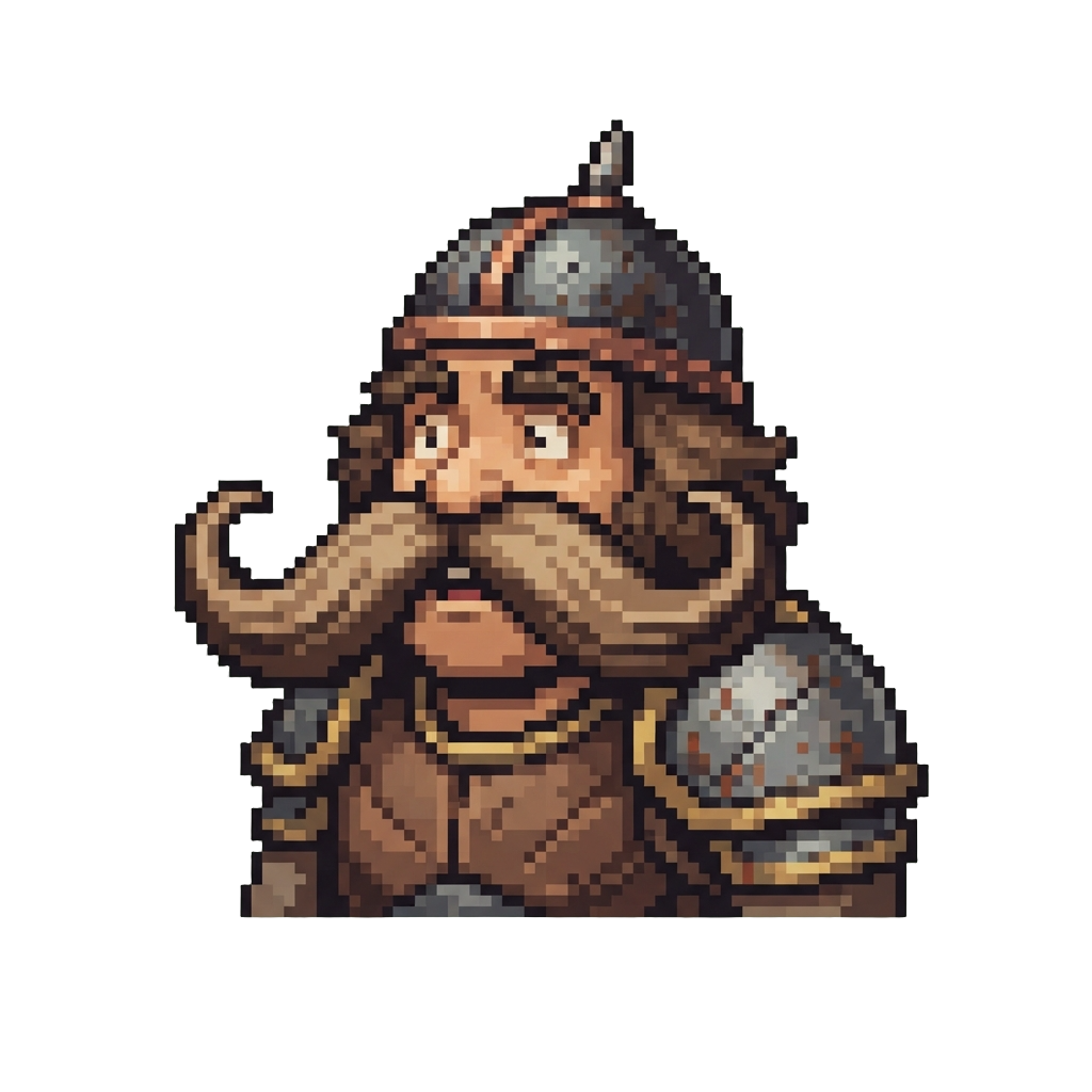A Confused Warrior Figure with a Gigantic Oversized Mustache