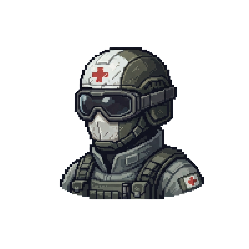 A Split-pattern Combat Medic with Custom Visor Gear
