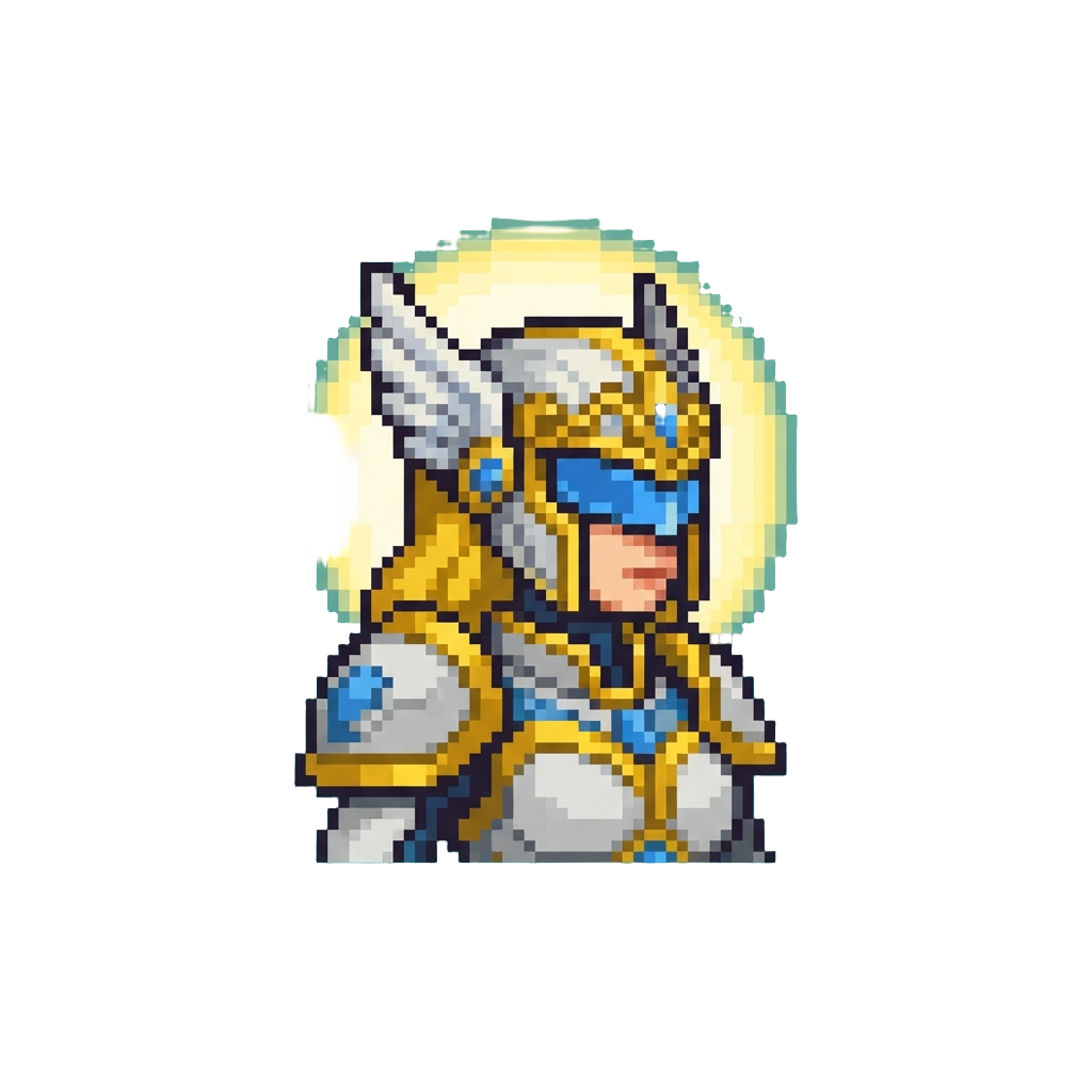 A High-tech Valkyrie Queen with a Radiant Light Halo
