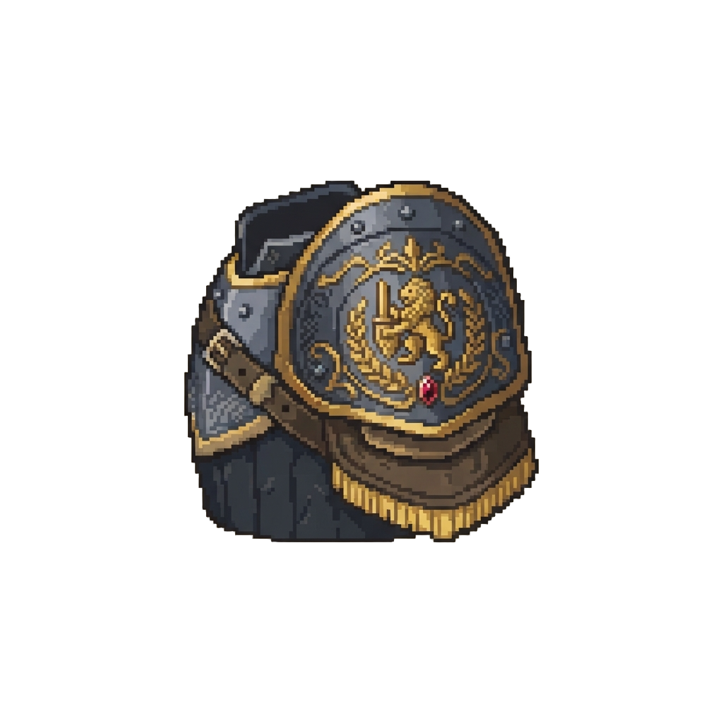 A Half-armored Guardian with Balanced Emblem Insignias