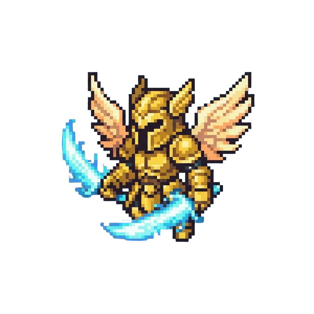 A Golden Archangel Hybrid with Shimmering Energy Blades