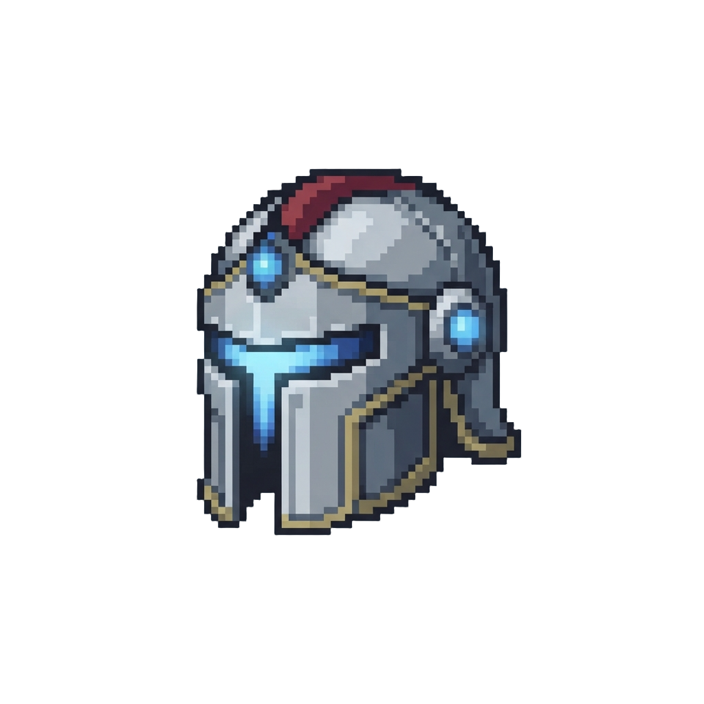 A Classic Heroic Fusion Knight with Glowing Eyes and Silver Helm
