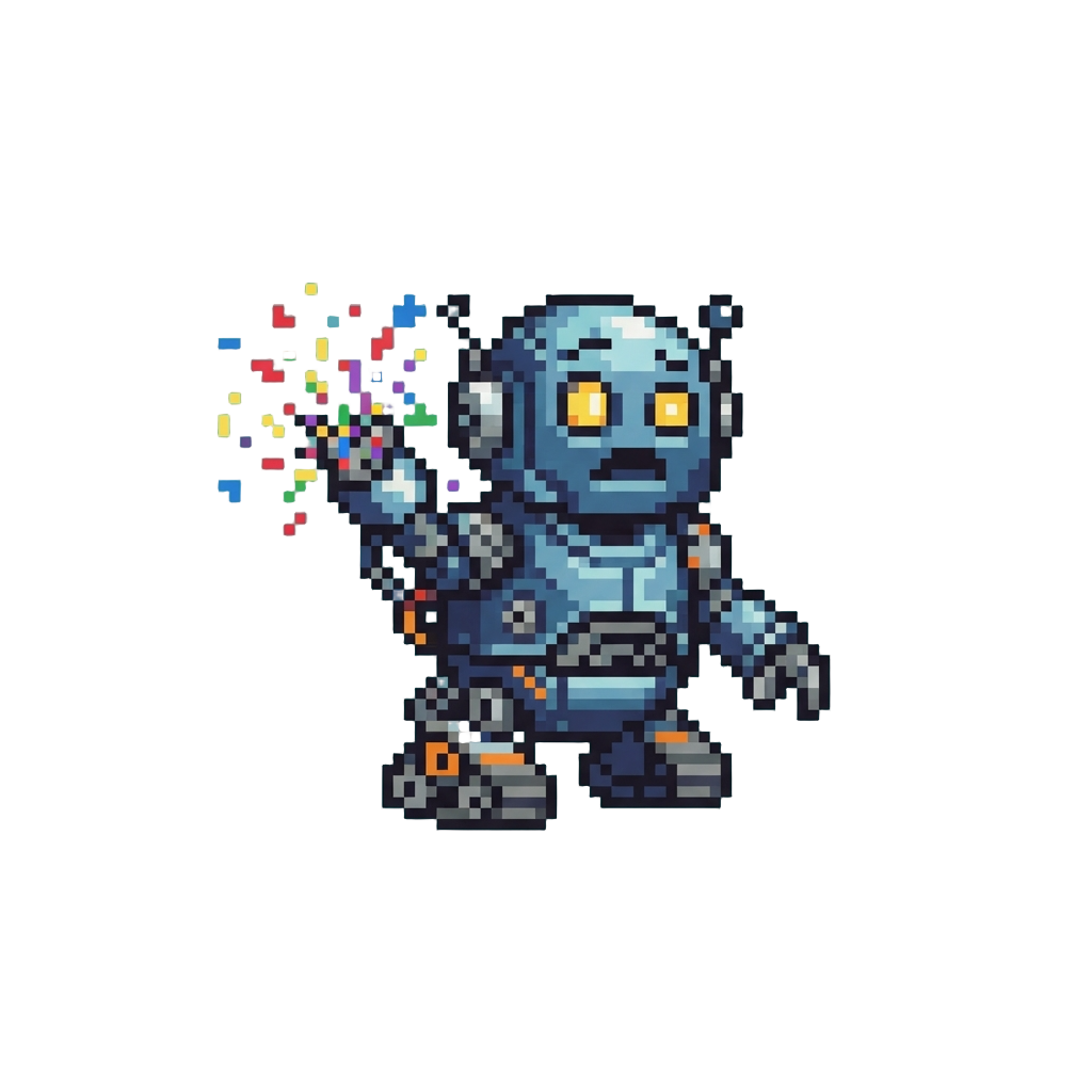 A Confused Hybrid Robot Shooting Harmless Confetti From Its Elbow
