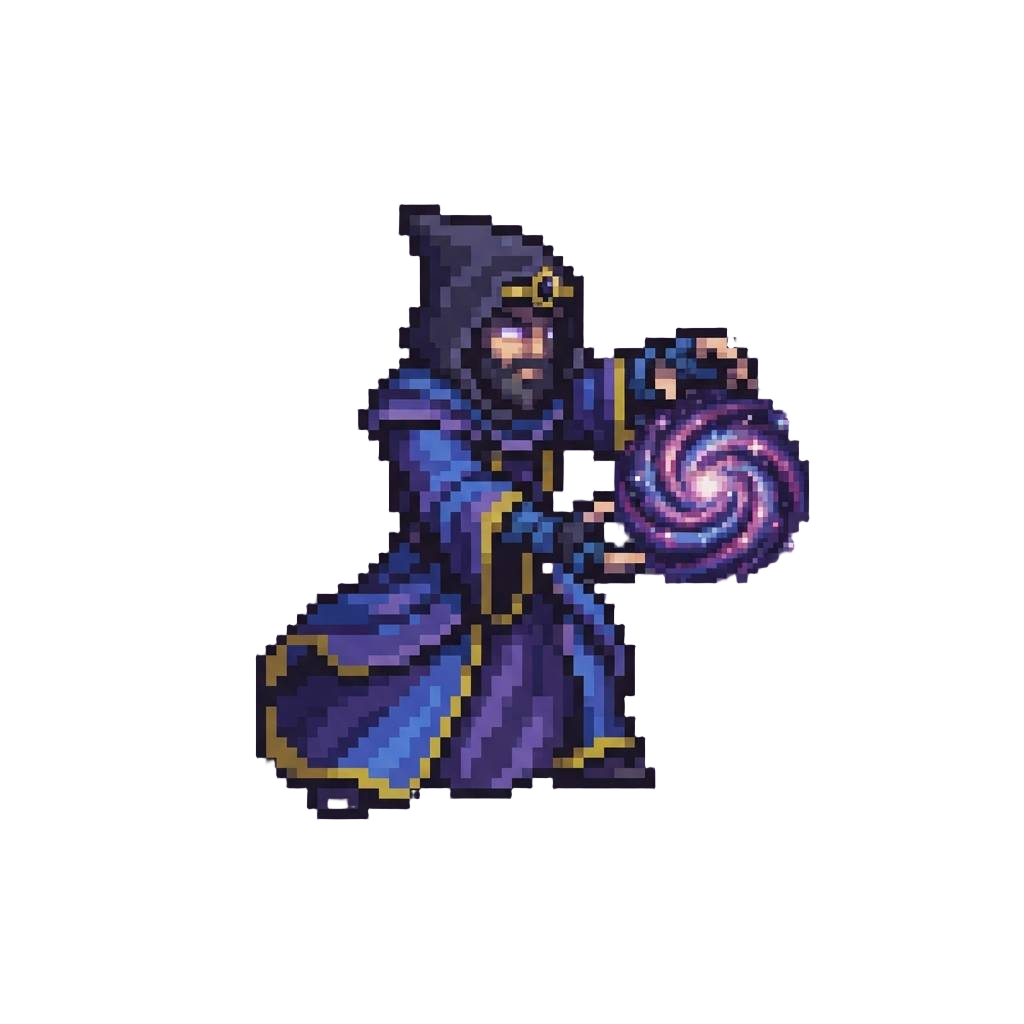 A Supreme Vortex Sorcerer Casting an Orb of Galaxy Power