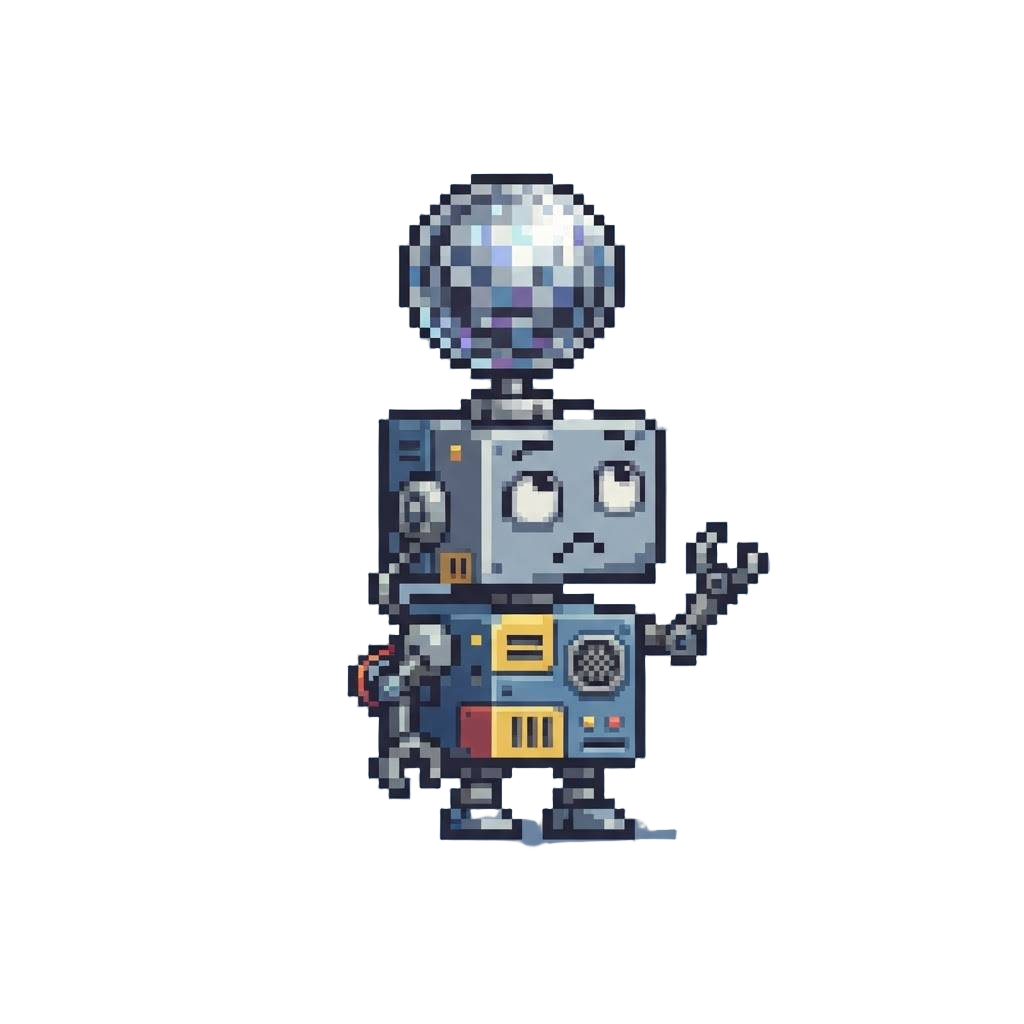 A Confused Robot with a Disco Ball Attached to Its Head