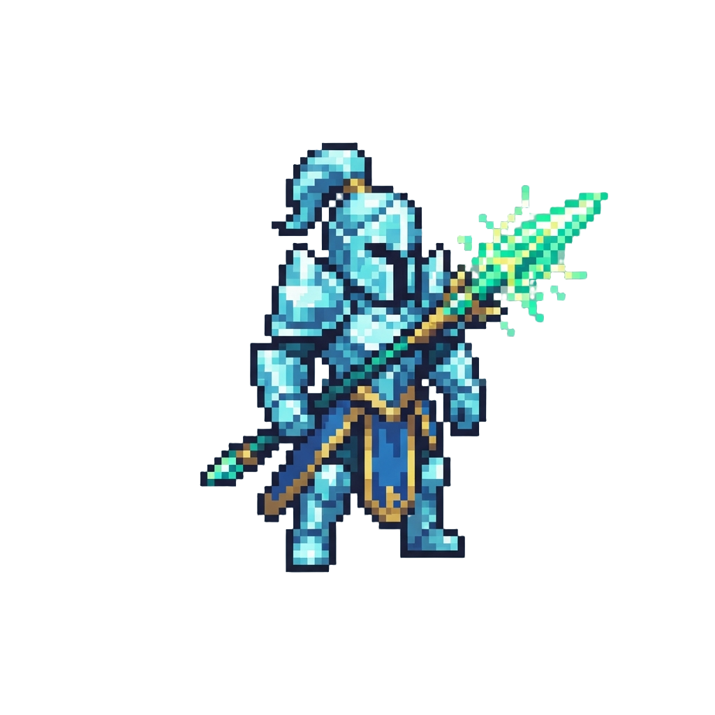A Radiant Crystal Paladin Wielding an Emerald Energy Spear