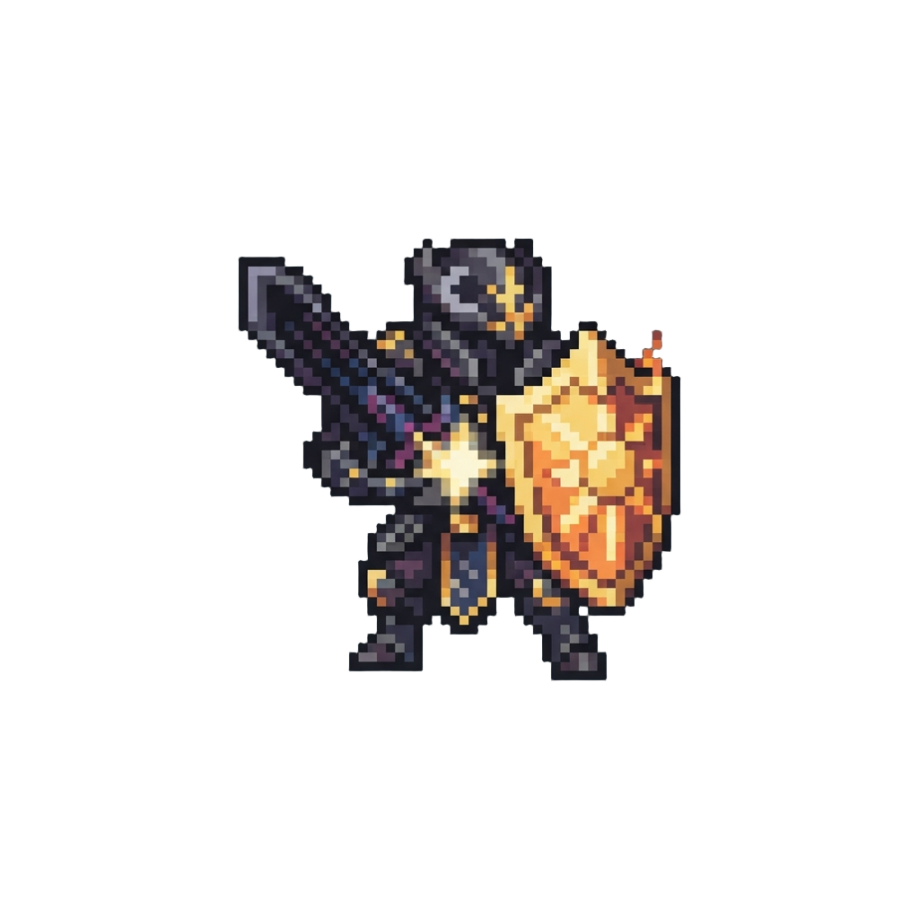 A Majestic Eclipse Warrior Fusing Shadow Blade and Sun Shield