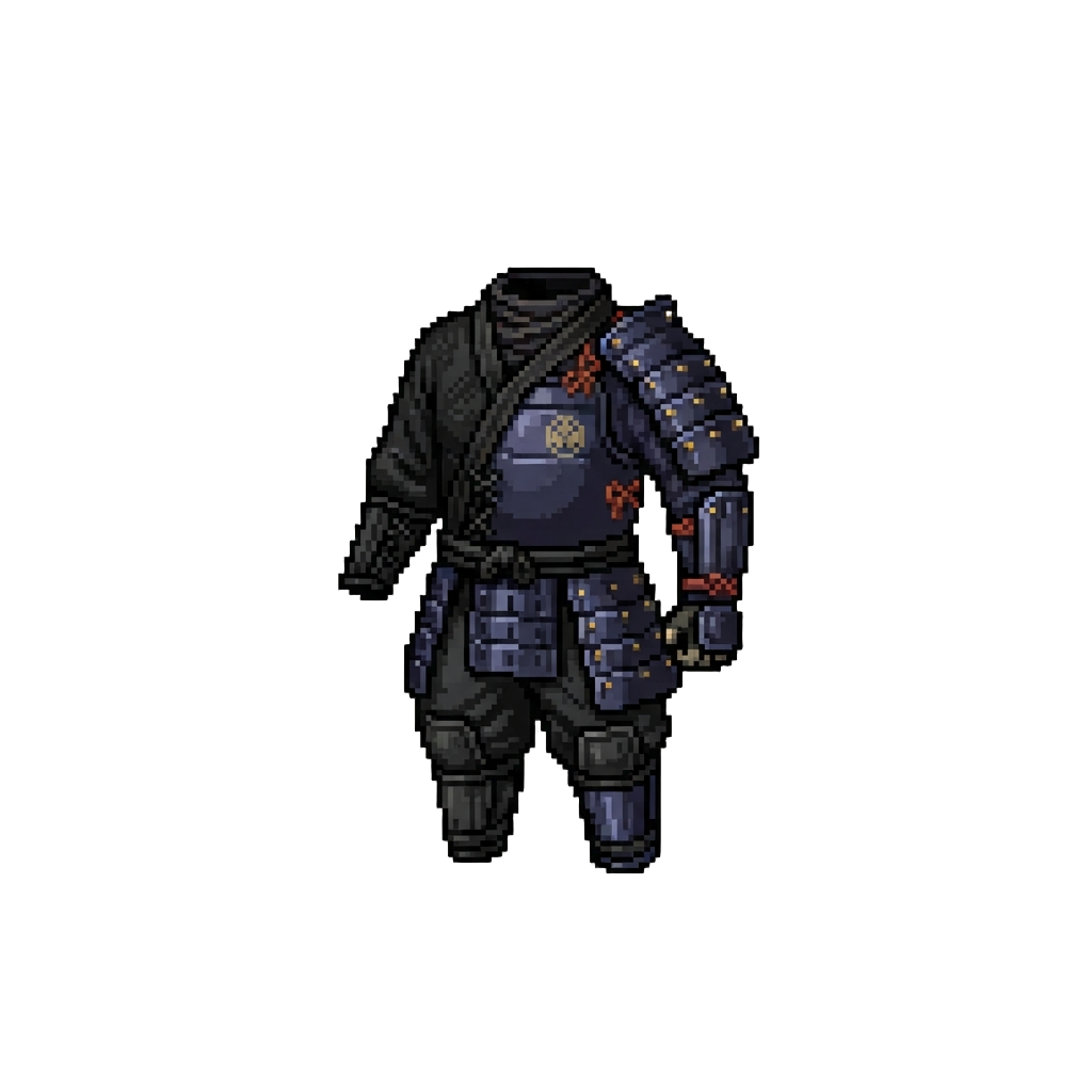 A Hybrid Ninja with Half-stealth Suit and Half-samurai Plate