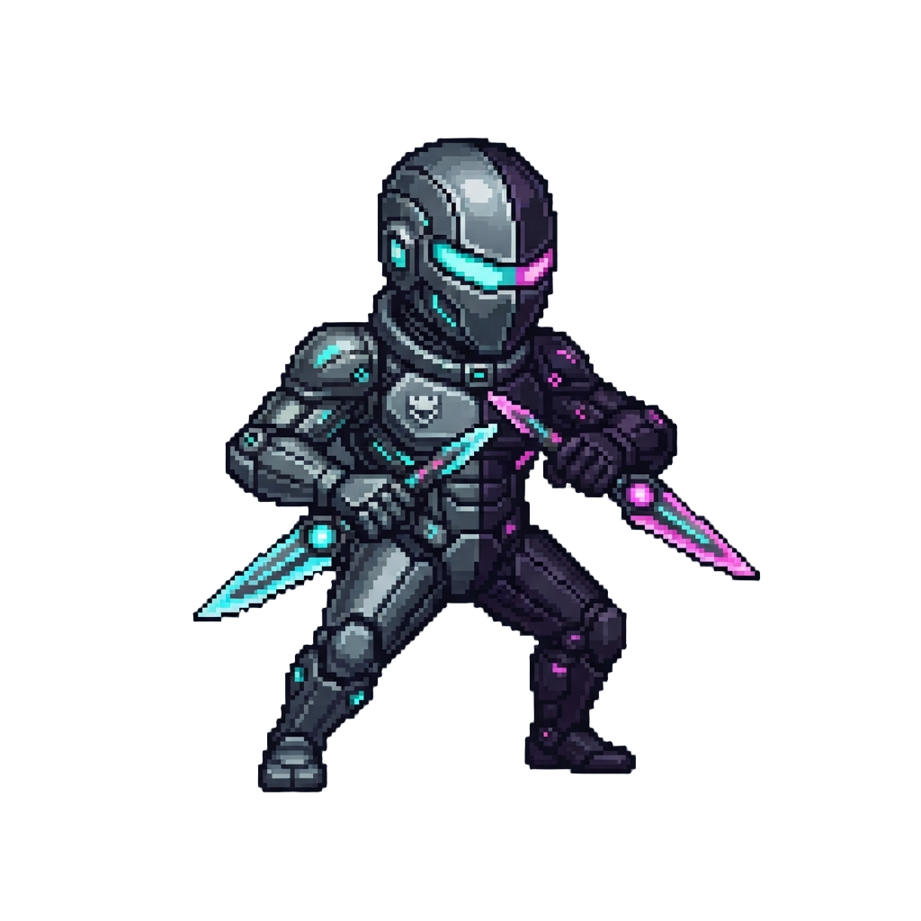 A Split-tone Cyber-ninja with Dual Daggers