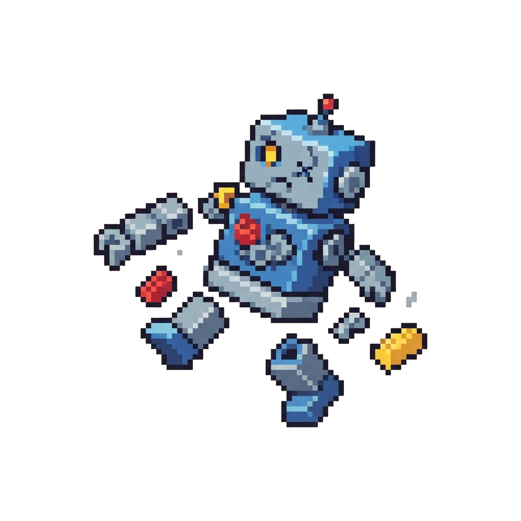 A Dazed Little Robot Dropping Its Own Limbs Like Lego Bricks