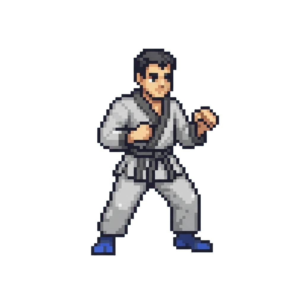 A Balanced Martial Artist in Two-tone Gi