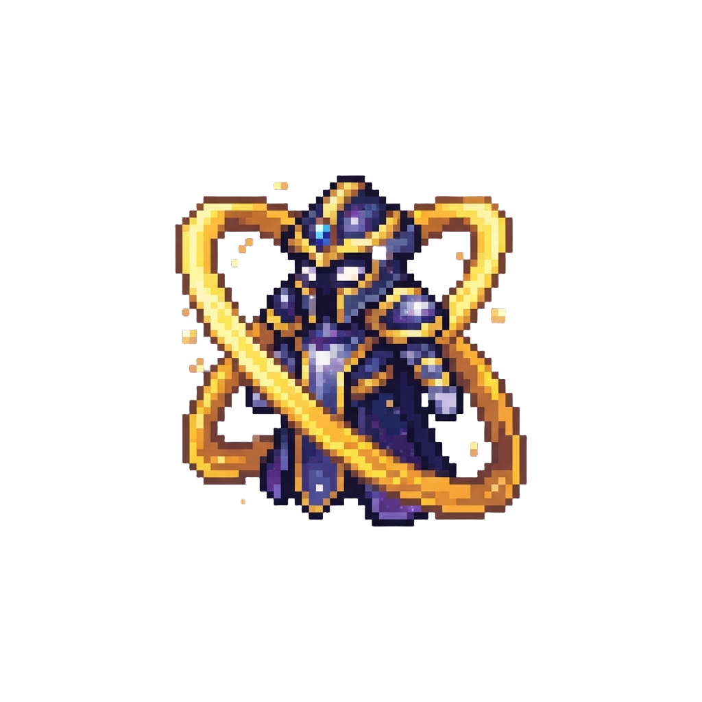 A Divine Cosmic Archon Surrounded by Spinning Golden Halo Rings