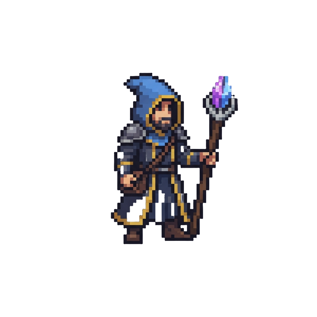A Hybrid Battle-mage with a Split-gem Staff