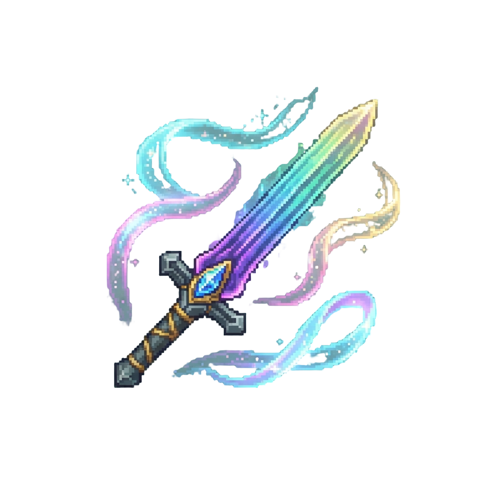 An Aurora Spellblade Surrounded by Dancing Spectral Ribbon Blades