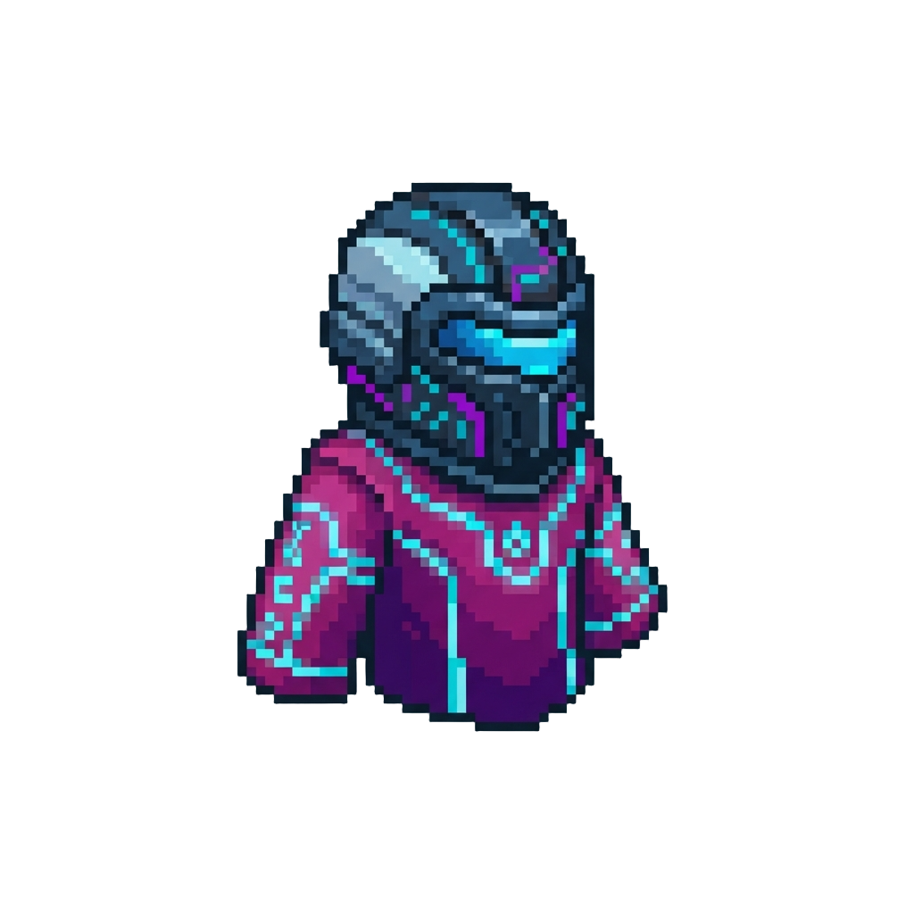 A Cyber-mage Combining a Digital Cowl and Glowing Tunic