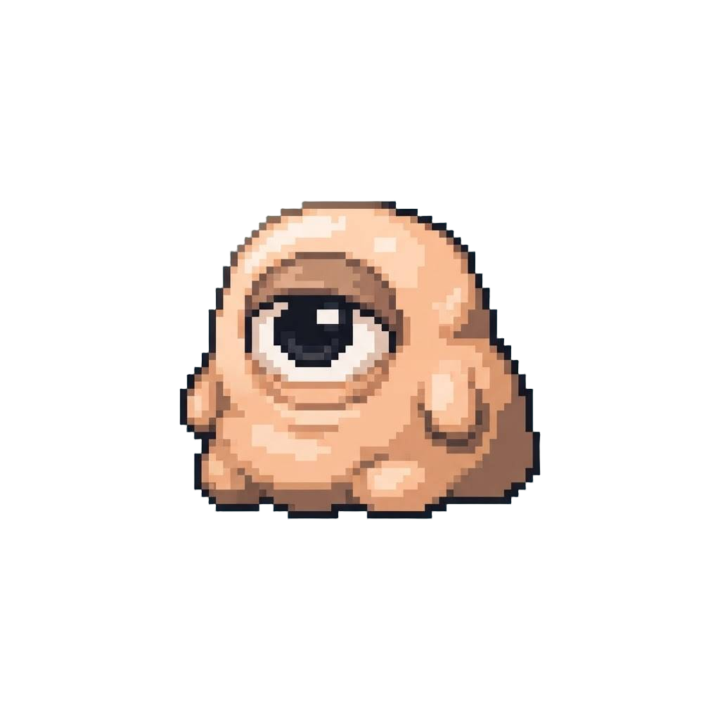 A Wobbly Little Dough-like Hybrid Creature Blinking Its One Oversized Eye