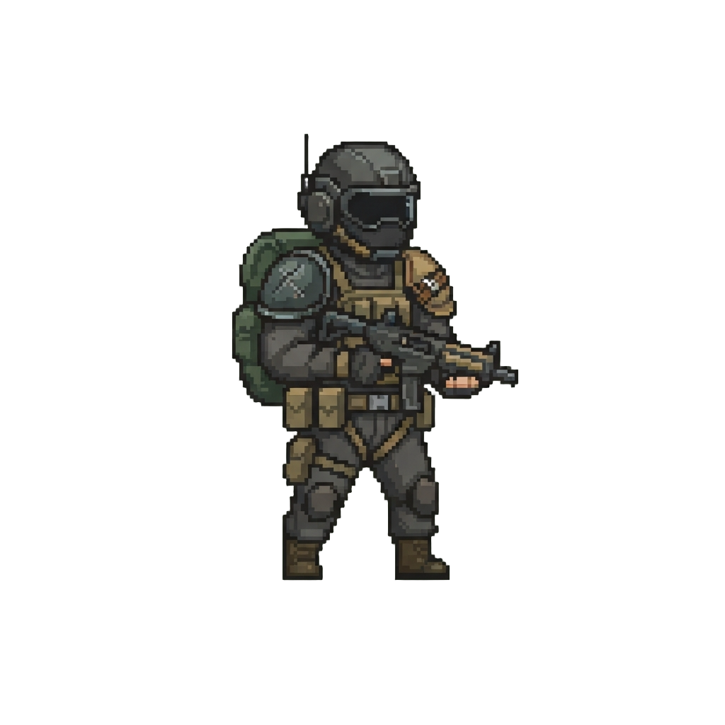 A Tactical Scout Figure with Mismatched Pauldrons and Utility Pouches