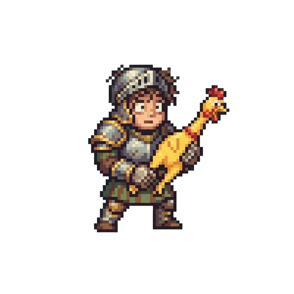 A Clumsy Fusion Warrior Holding a Rubber Chicken Instead of a Sword