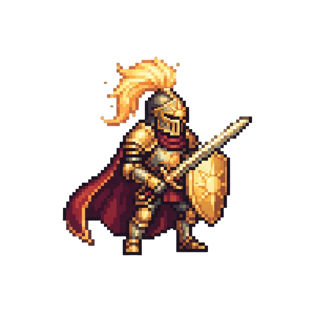 A Zenith Sun-knight with Glowing Golden Plume and Cloak